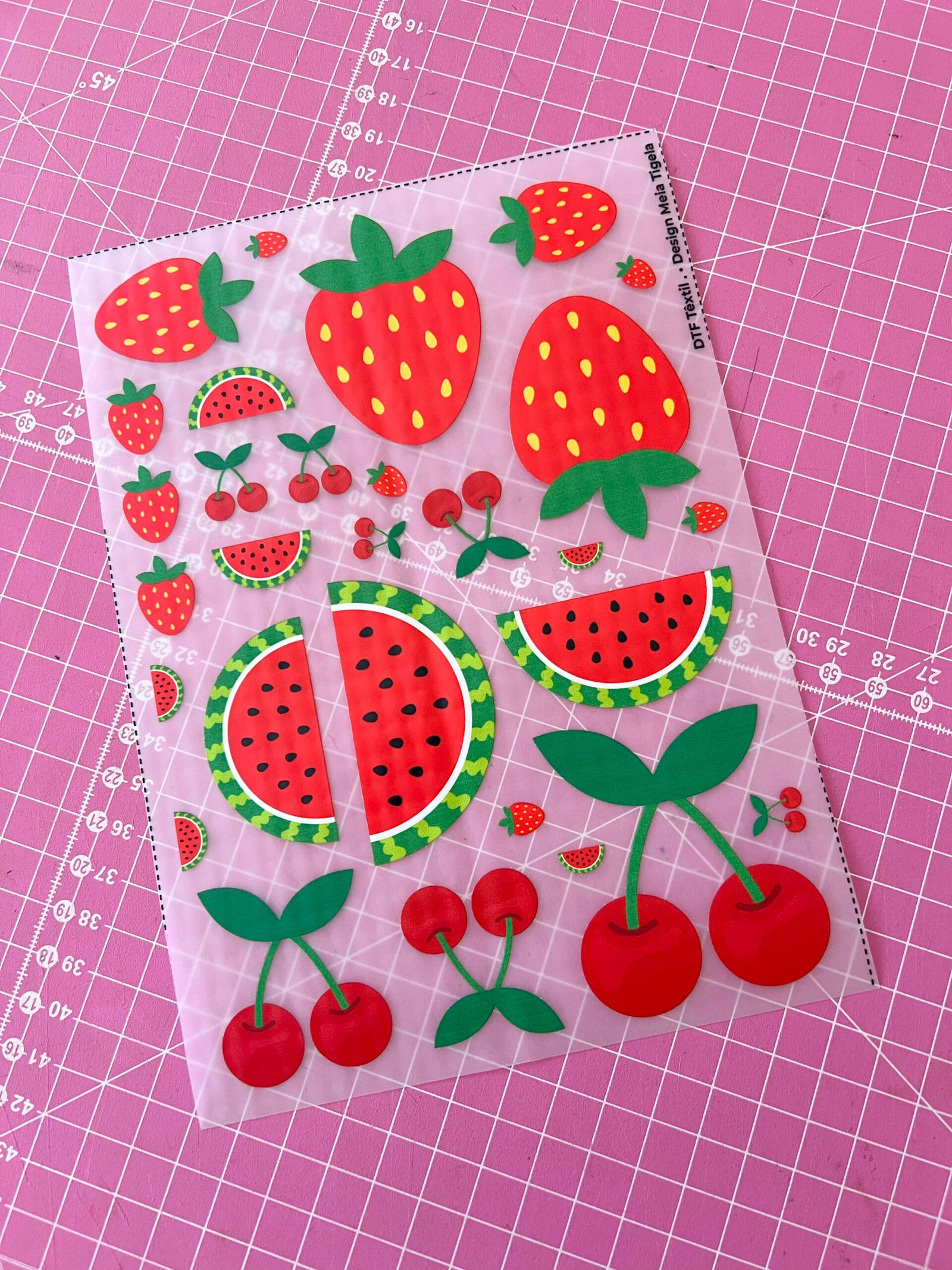 Cartela de Adesivos DTF - FRUTAS VERMELHAS