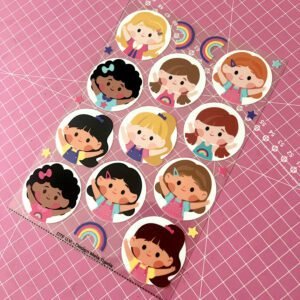 Cartela de Adesivos DTF - Meninas