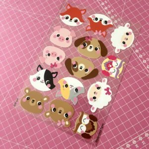 Cartela de Adesivos DTF - Bichinhos Fofos