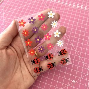 MINI cartela DTF (7 x 10cm) - Flores e Joaninhas