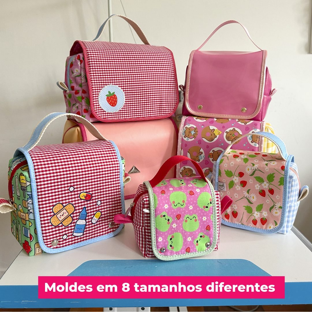 Curso Maletas de Meia Tigela - moldes em 8 tamanhos