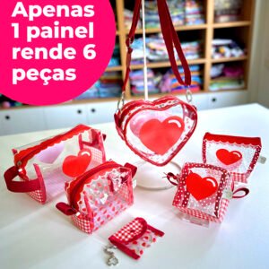 Plástico Estampado - Painel Bolsa Coração