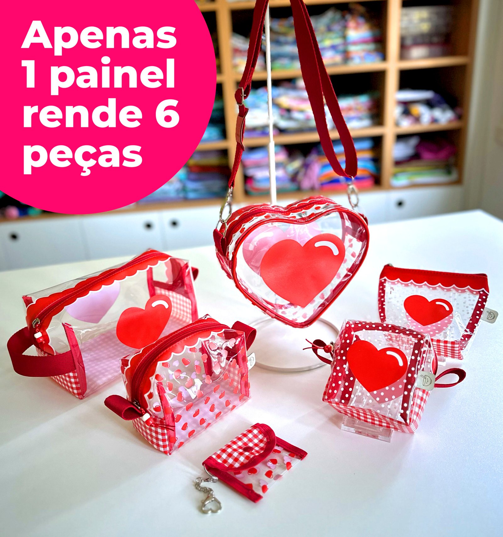 Plástico Estampado - Painel Bolsa Coração