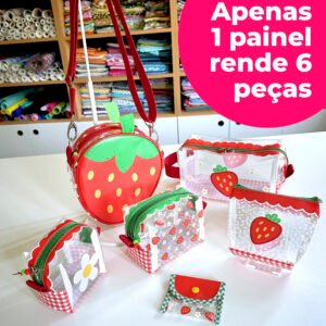 Plástico Estampado - Painel Bolsa Morango