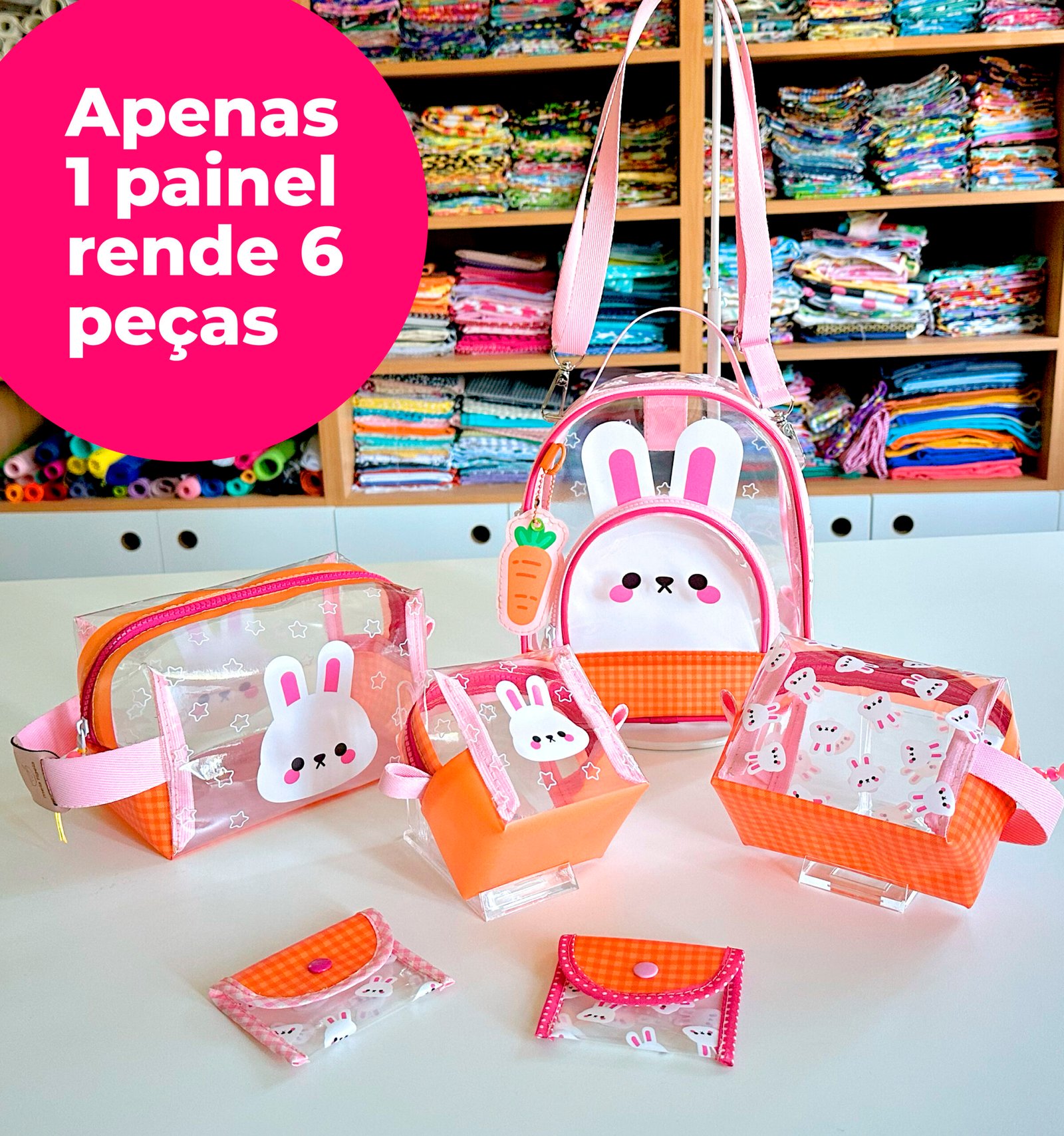 Plástico Estampado - Mochila Mini - Estampa Coelhinho