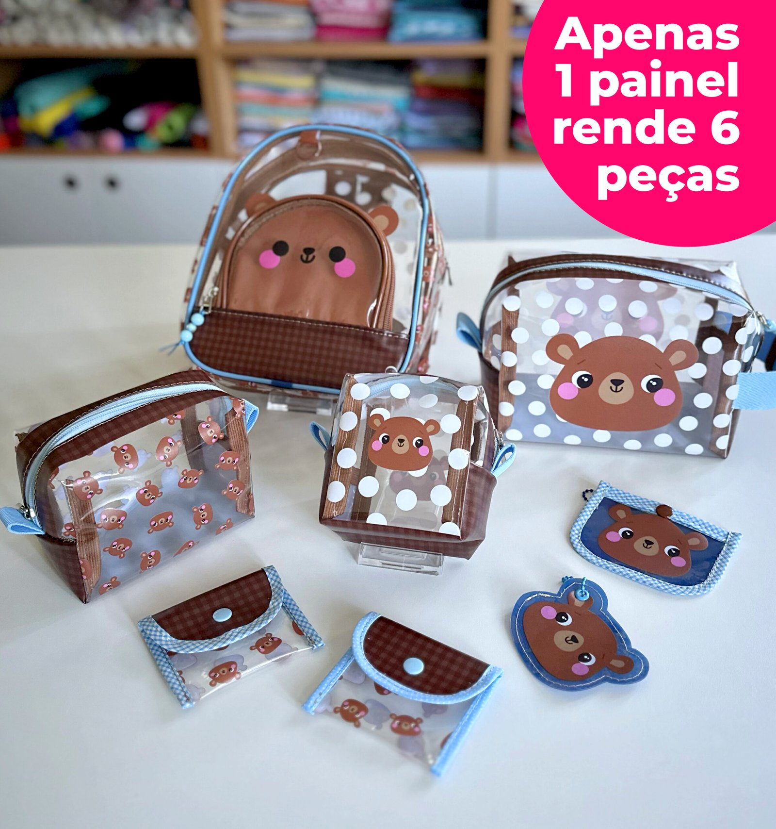 Plástico Estampado - Mochila Mini - Estampa Ursinho
