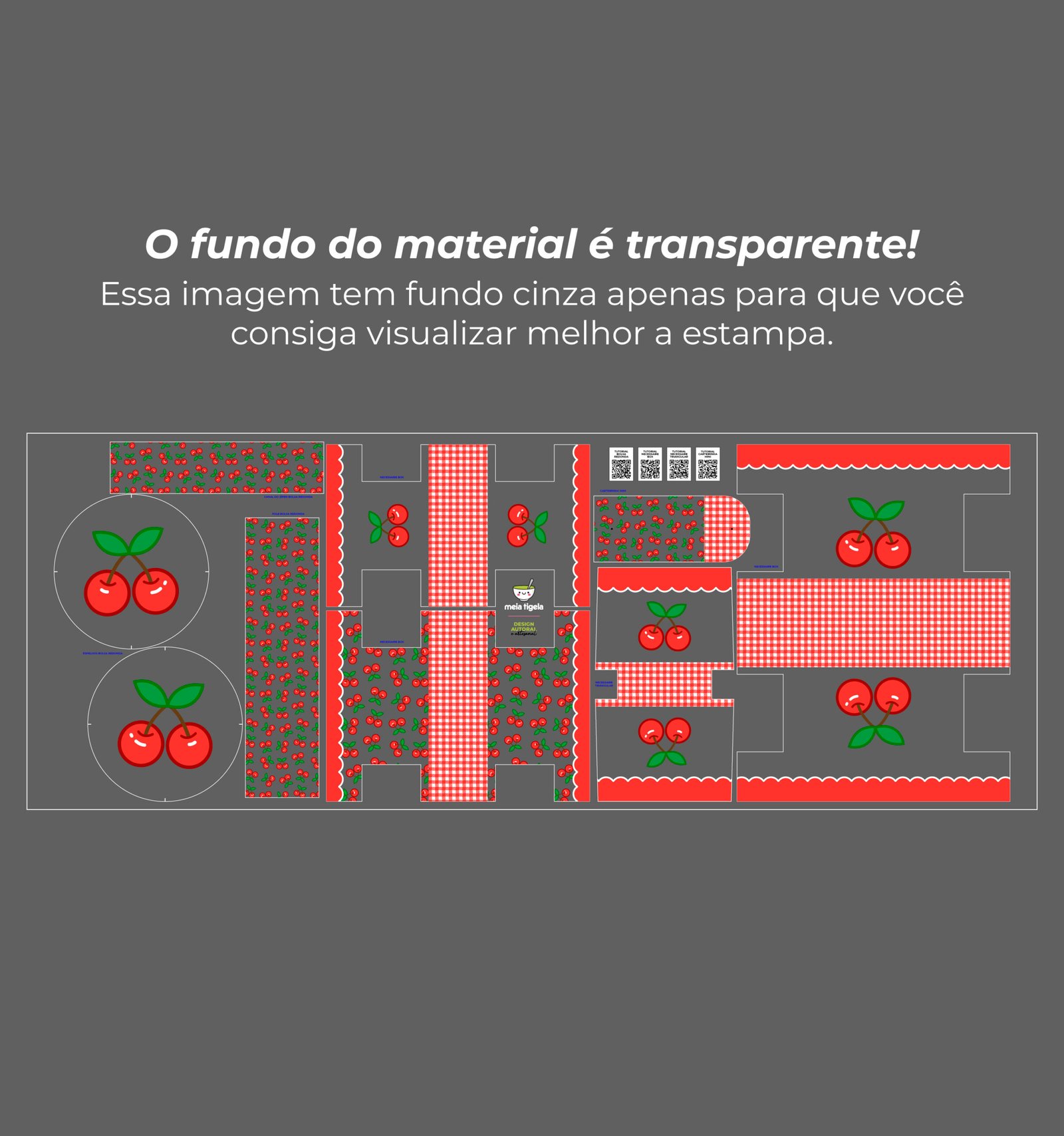 Plástico Estampado - Painel Bolsa Redonda (modelo Cereja) - Imagem 10