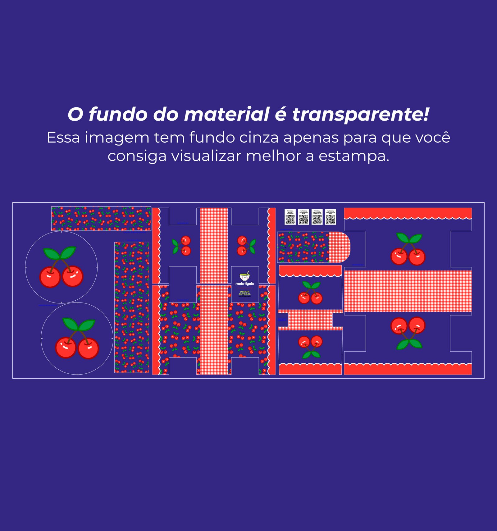 Plástico Estampado - Painel Bolsa Redonda (modelo Cereja) - Imagem 11