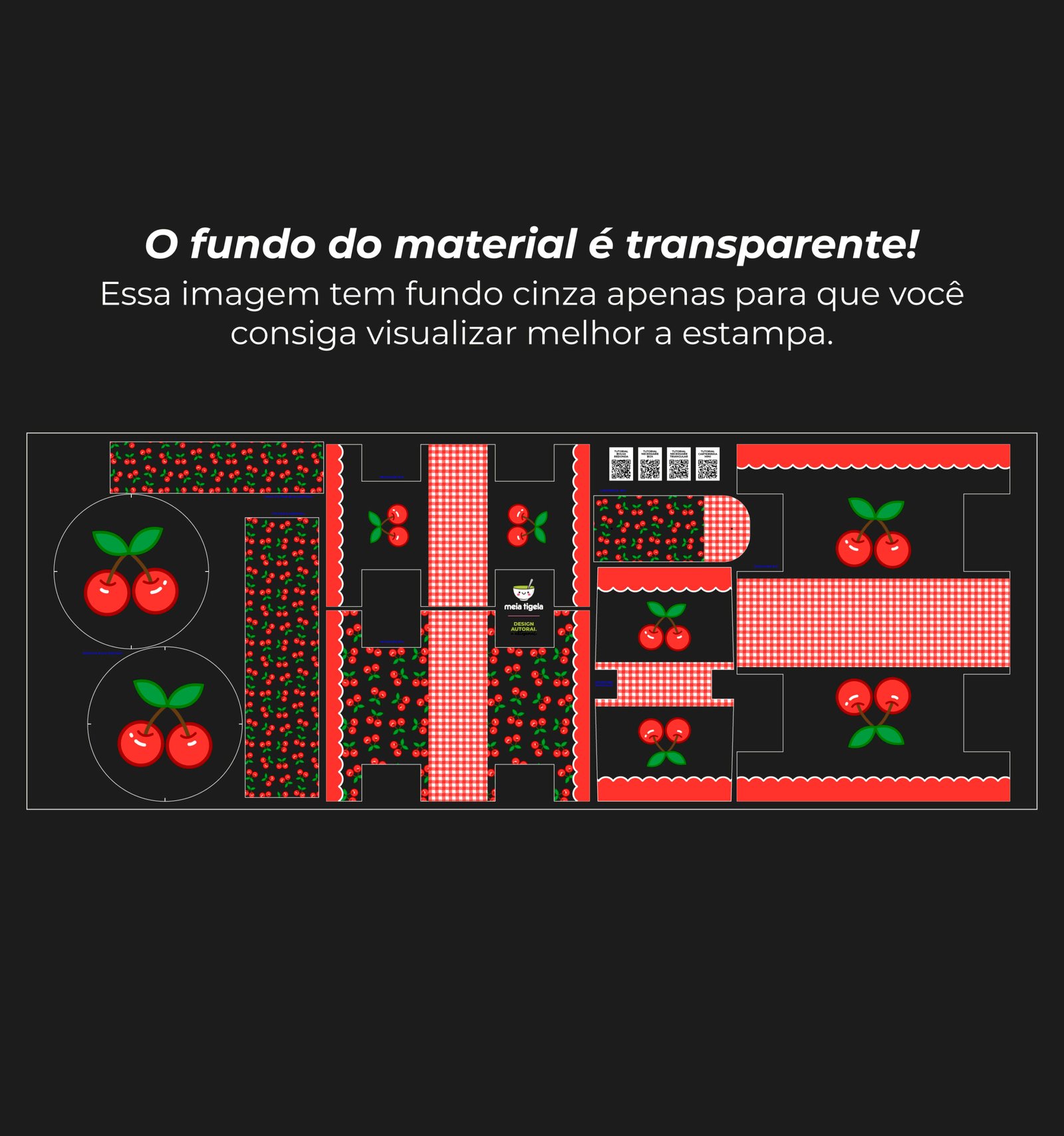 Plástico Estampado - Painel Bolsa Redonda (modelo Cereja) - Imagem 6