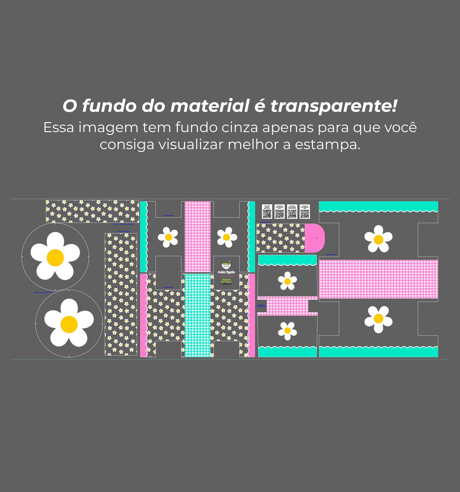Plástico Estampado - Painel Bolsa Redonda (modelo Flor Branca) - Imagem 12