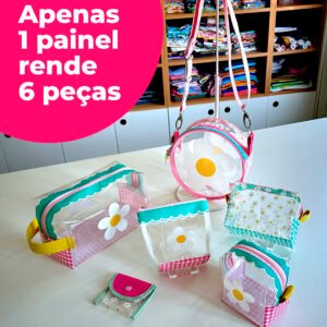 Plástico Estampado - Painel Bolsa Redonda (modelo Flor Branca)
