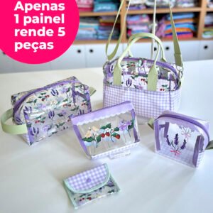 Plástico Estampado - Painel Bolsa Trapézio Floral Vintage