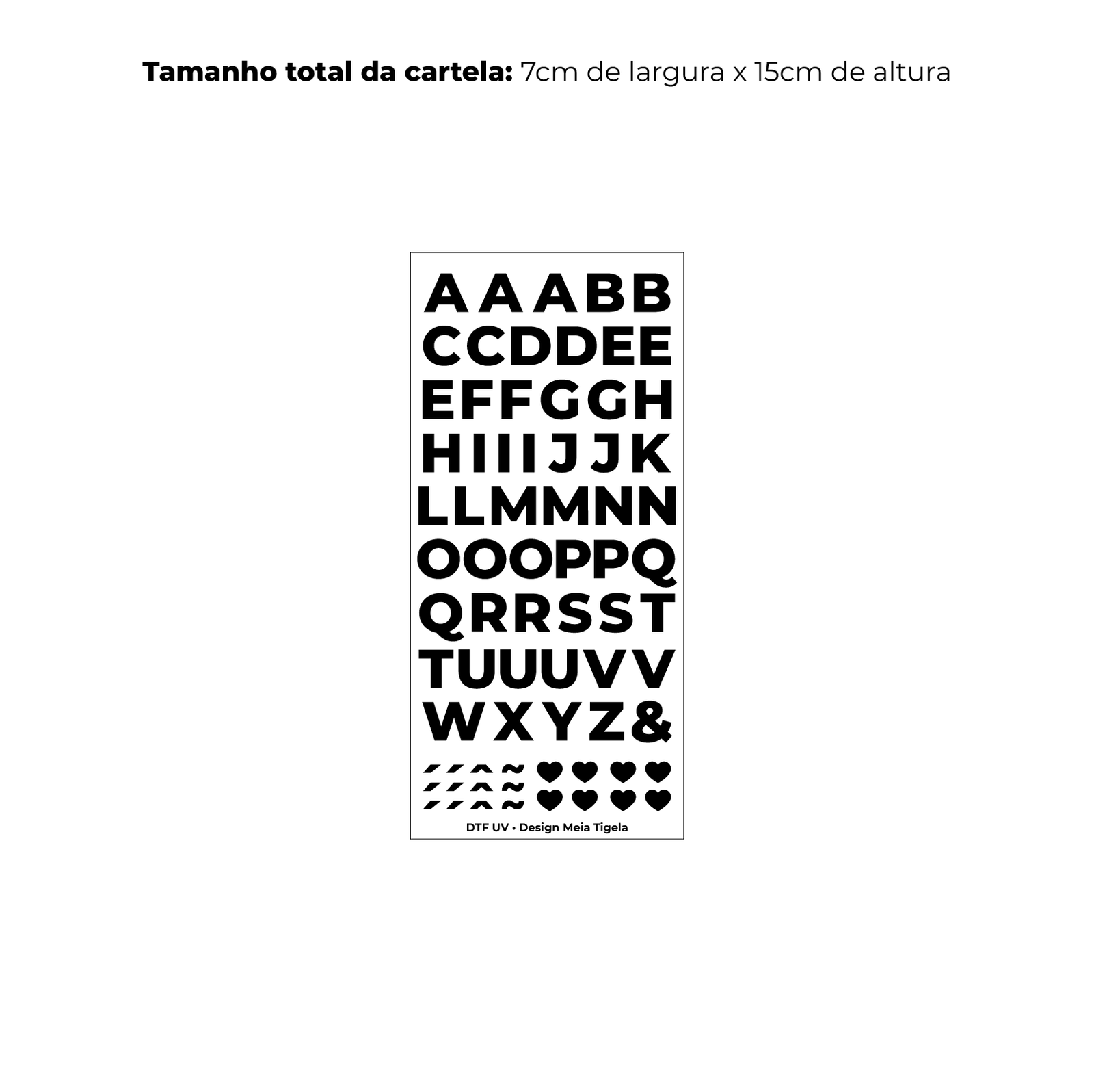 Cartela de Adesivos DTF - Alfabeto 3 (em preto) - Imagem 3