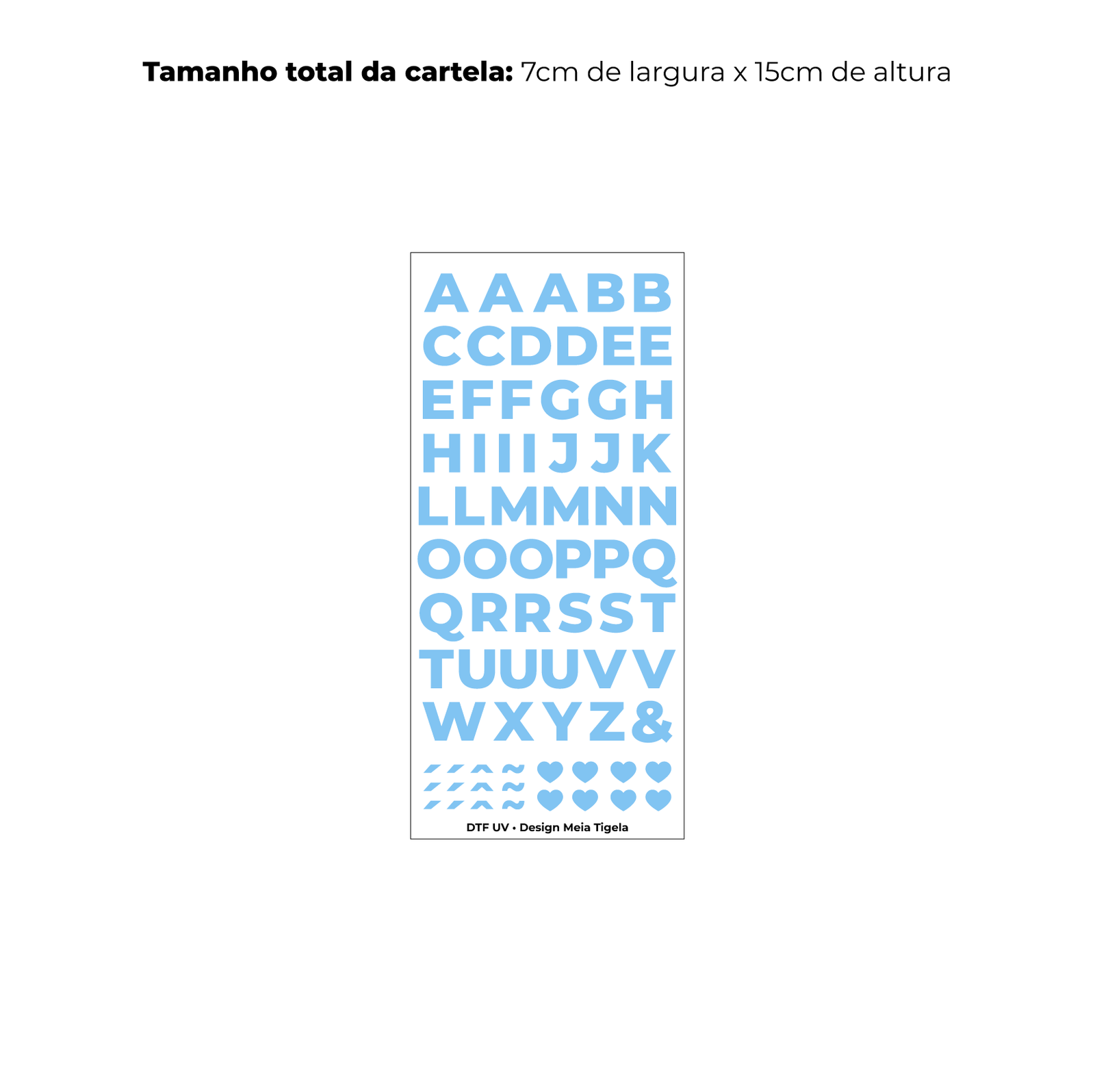 Cartela de Adesivos DTF - Alfabeto 3 (em azul) - Imagem 3