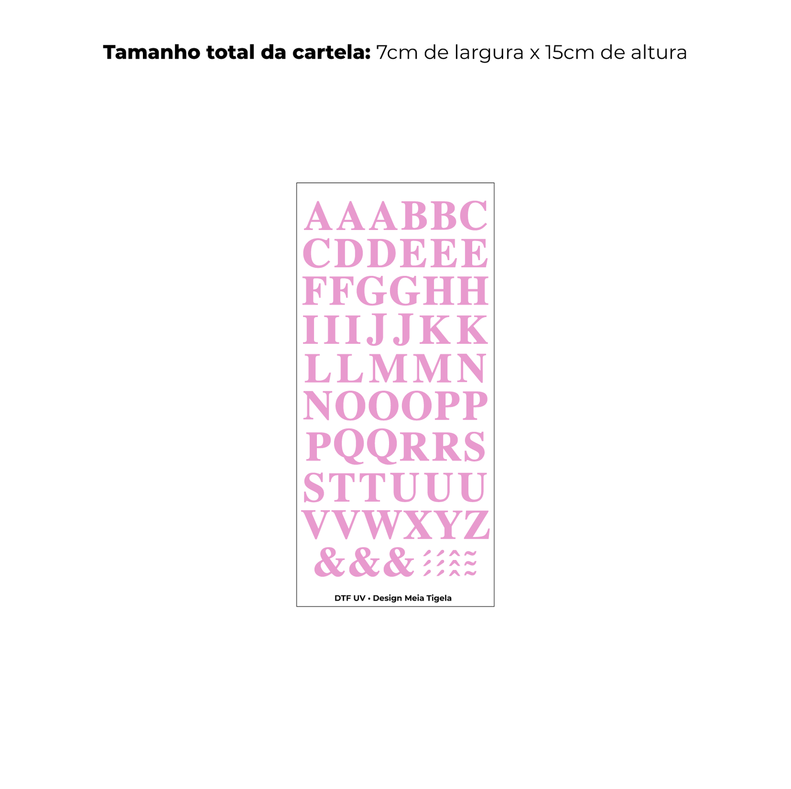 Cartela de Adesivos DTF - Alfabeto 2 (em rosa) - Imagem 4
