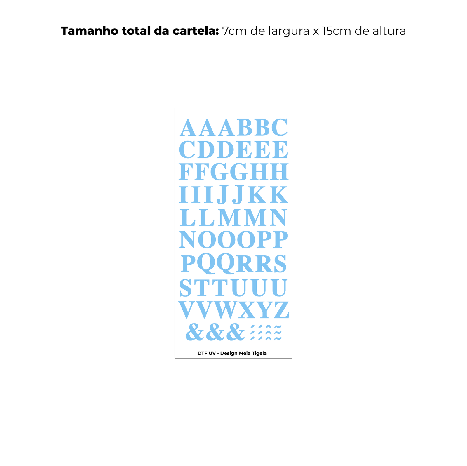 Cartela de Adesivos DTF - Alfabeto 2 (em azul) - Imagem 3