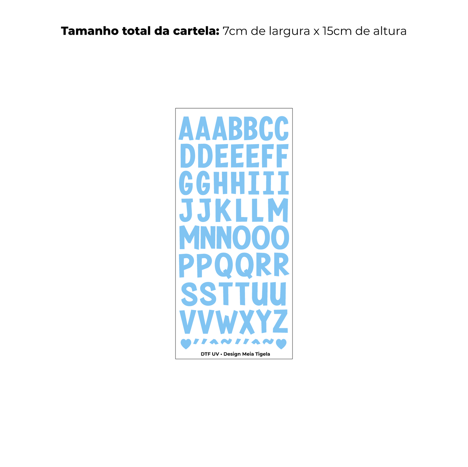 Cartela de Adesivos DTF - Alfabeto 1 (em azul) - Imagem 4