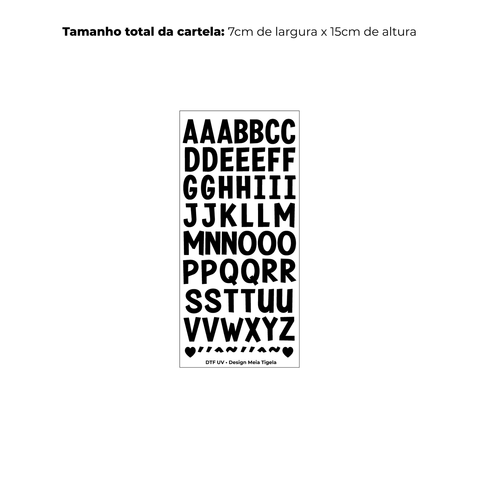 Cartela de Adesivos DTF - Alfabeto 1 (em preto) - Imagem 4