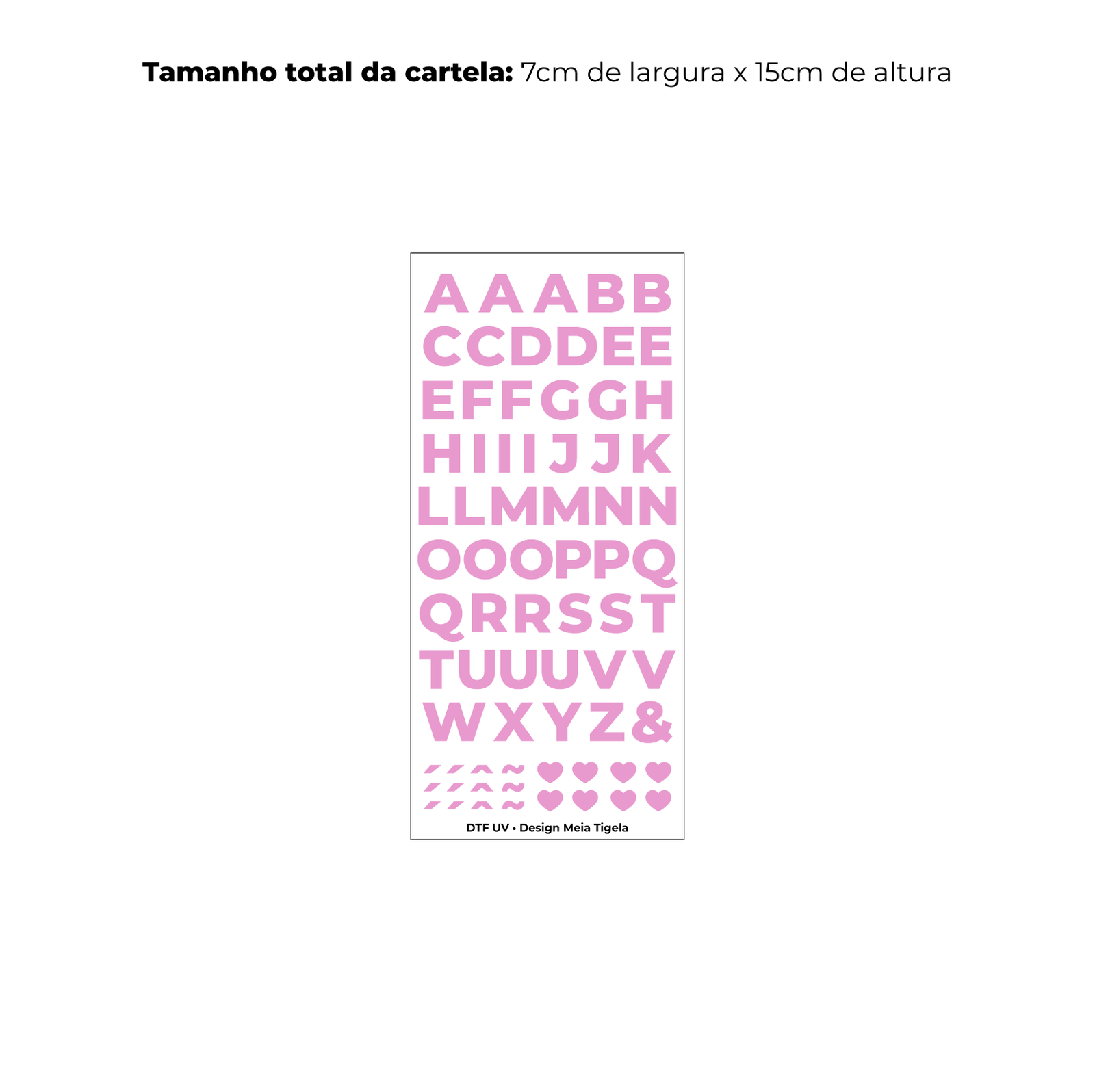 Cartela de Adesivos DTF - Alfabeto 3 (em rosa) - Imagem 4