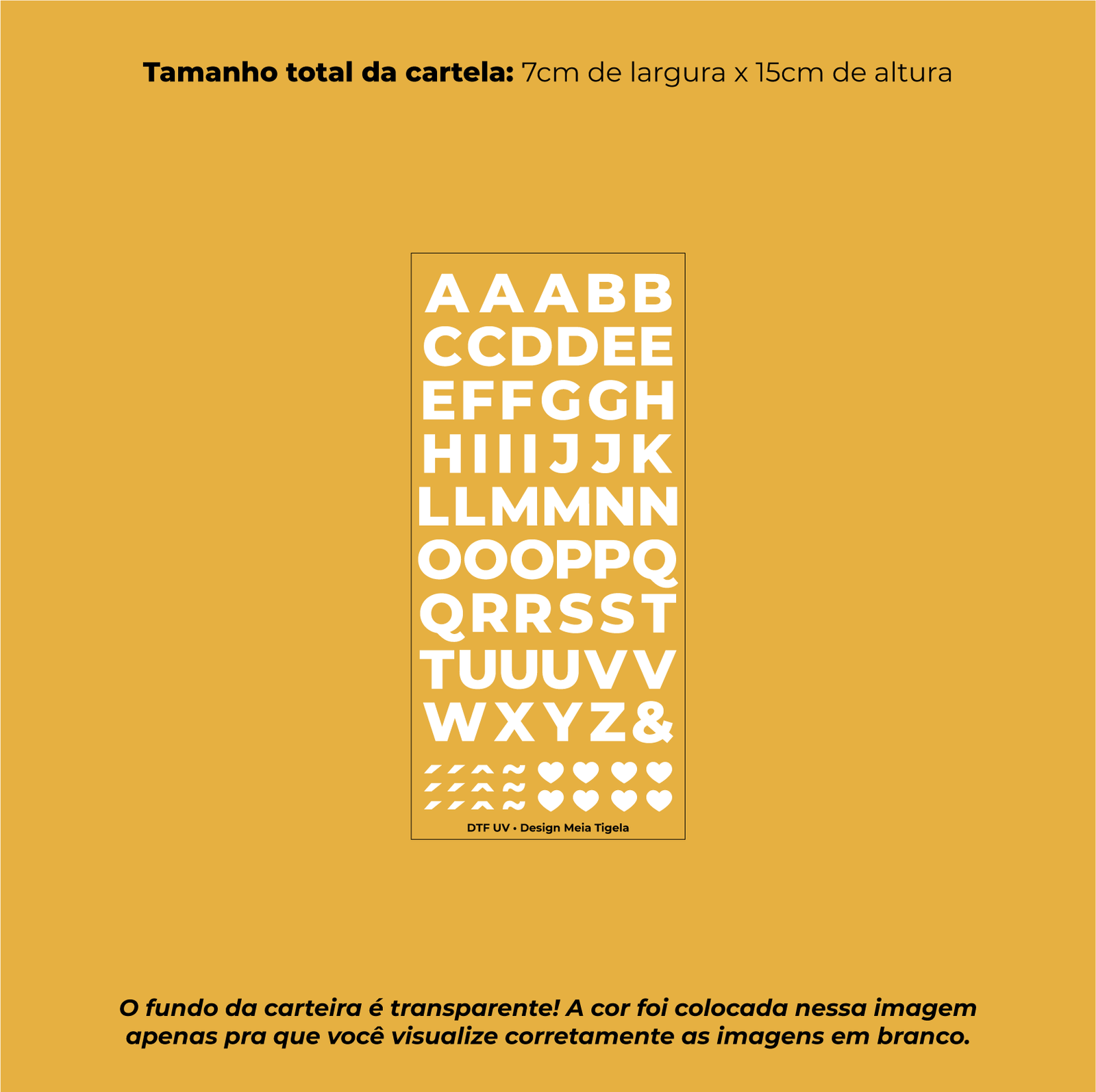 Cartela de Adesivos DTF - Alfabeto 3 (em branco) - Imagem 4
