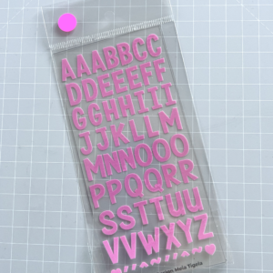 Cartela de Adesivos DTF - Alfabeto 1 (em rosa)