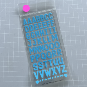 Cartela de Adesivos DTF - Alfabeto 1 (em azul)
