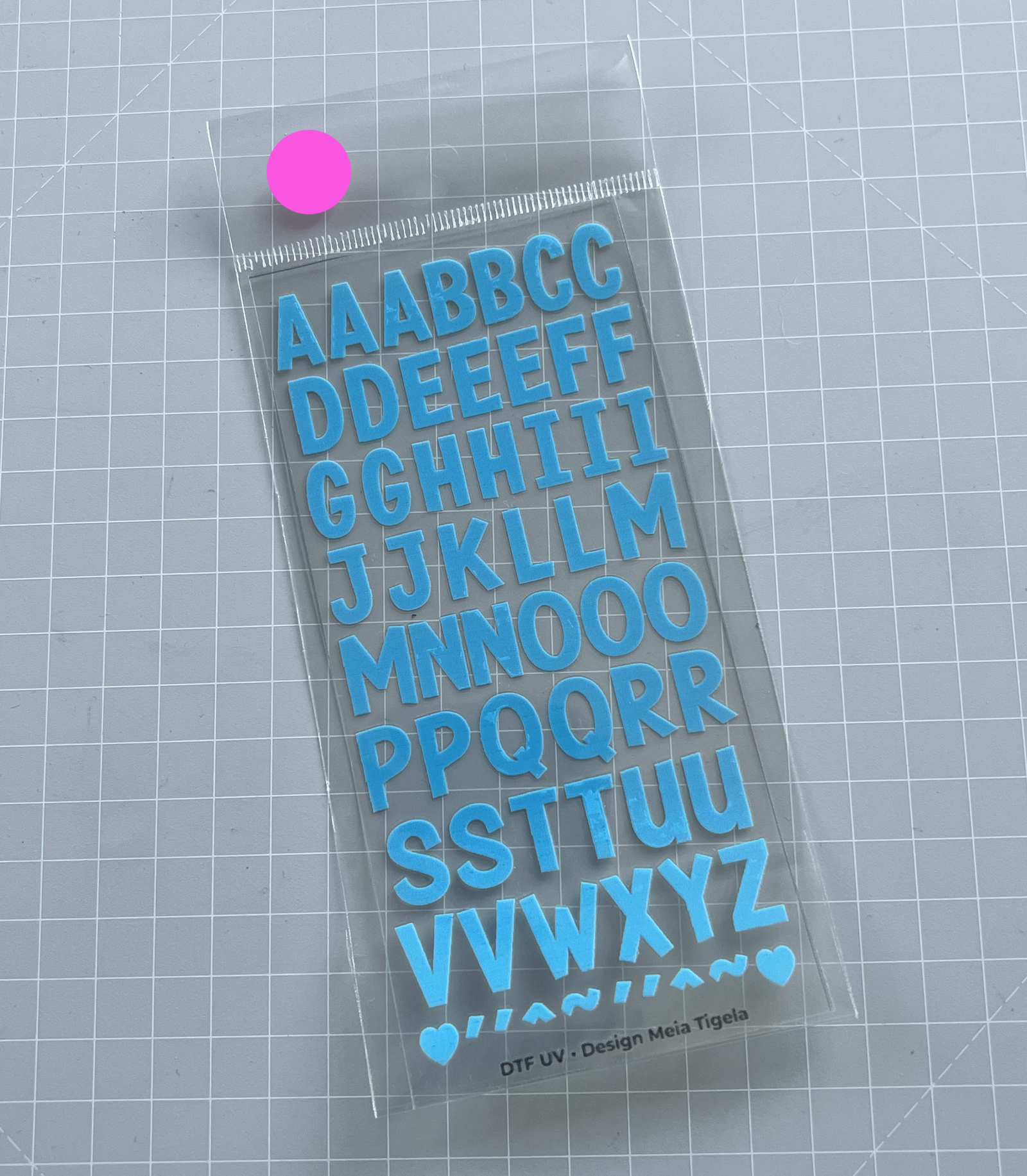 Cartela de Adesivos DTF - Alfabeto 1 (em azul)