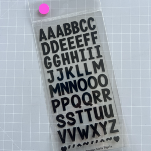 Cartela de Adesivos DTF - Alfabeto 1 (em preto)