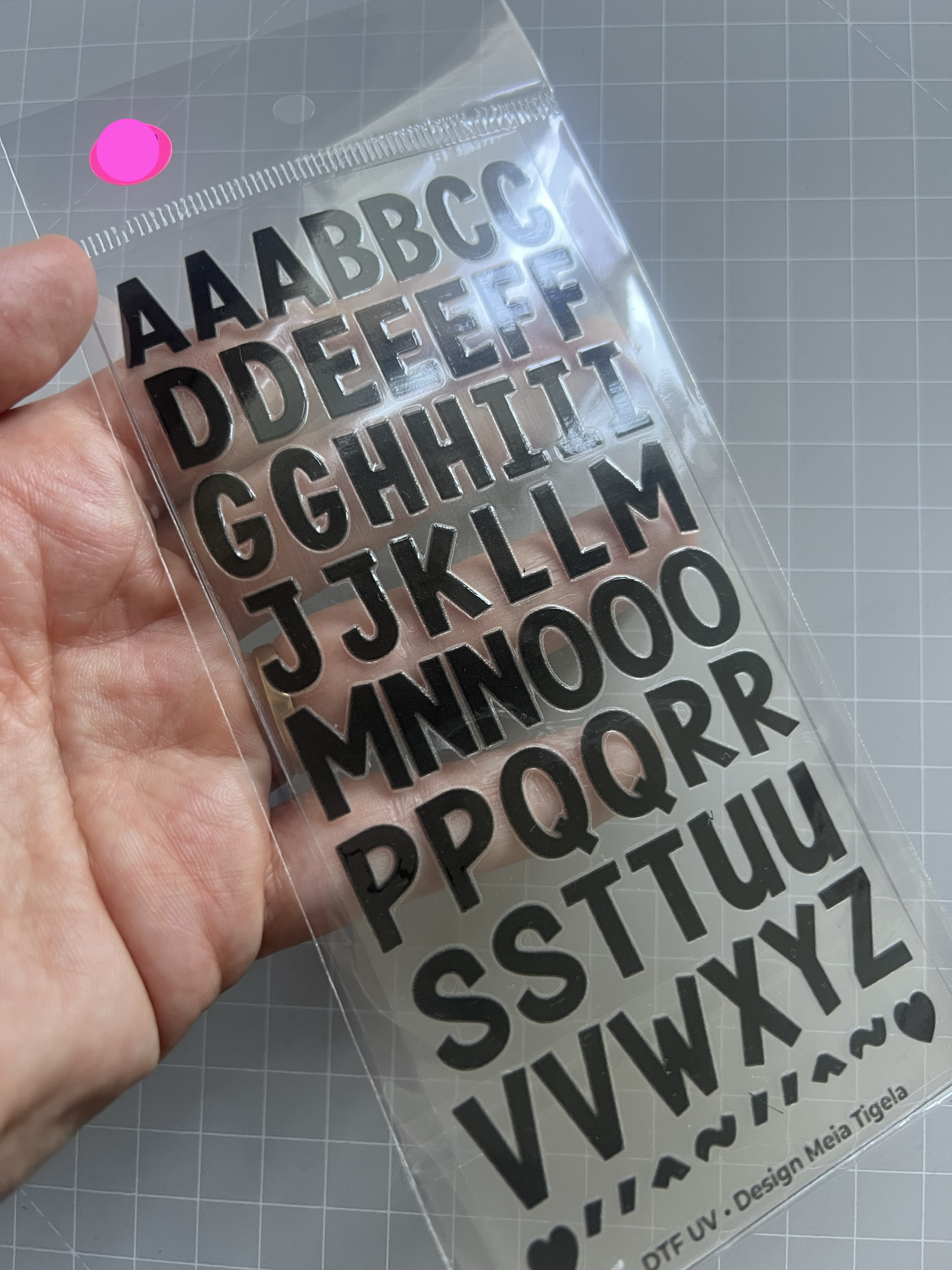 Cartela de Adesivos DTF - Alfabeto 1 (em preto) - Imagem 3