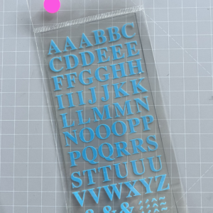 Cartela de Adesivos DTF - Alfabeto 2 (em azul)