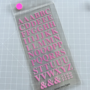 Cartela de Adesivos DTF - Alfabeto 2 (em rosa)