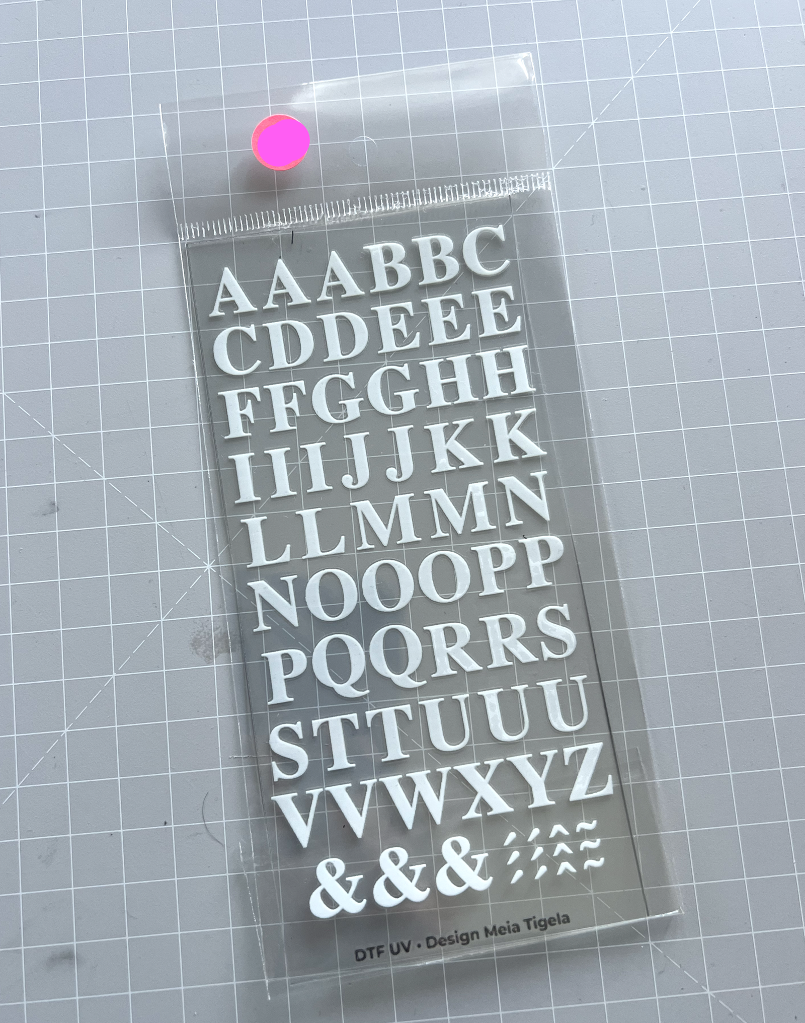Cartela de Adesivos DTF - Alfabeto 2 (em branco)