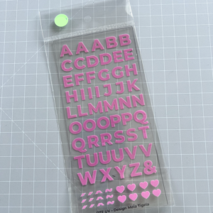 Cartela de Adesivos DTF - Alfabeto 3 (em rosa)