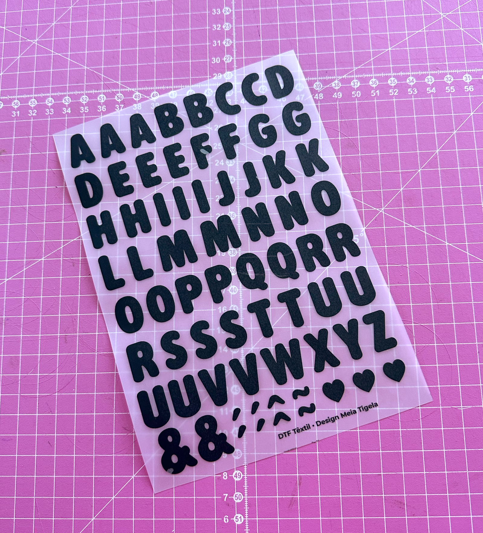 Cartela de Adesivos DTF - Alfabeto Modelo 4 (em preto) - Imagem 2