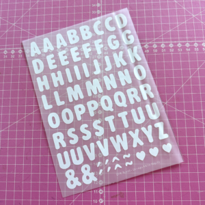 Cartela de Adesivos DTF - Alfabeto Modelo 1 (em branco)