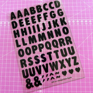 Cartela de Adesivos DTF - Alfabeto Modelo 1 (em preto)