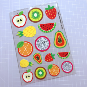 Cartela de Adesivos DTF - Frutas Tropicais 2