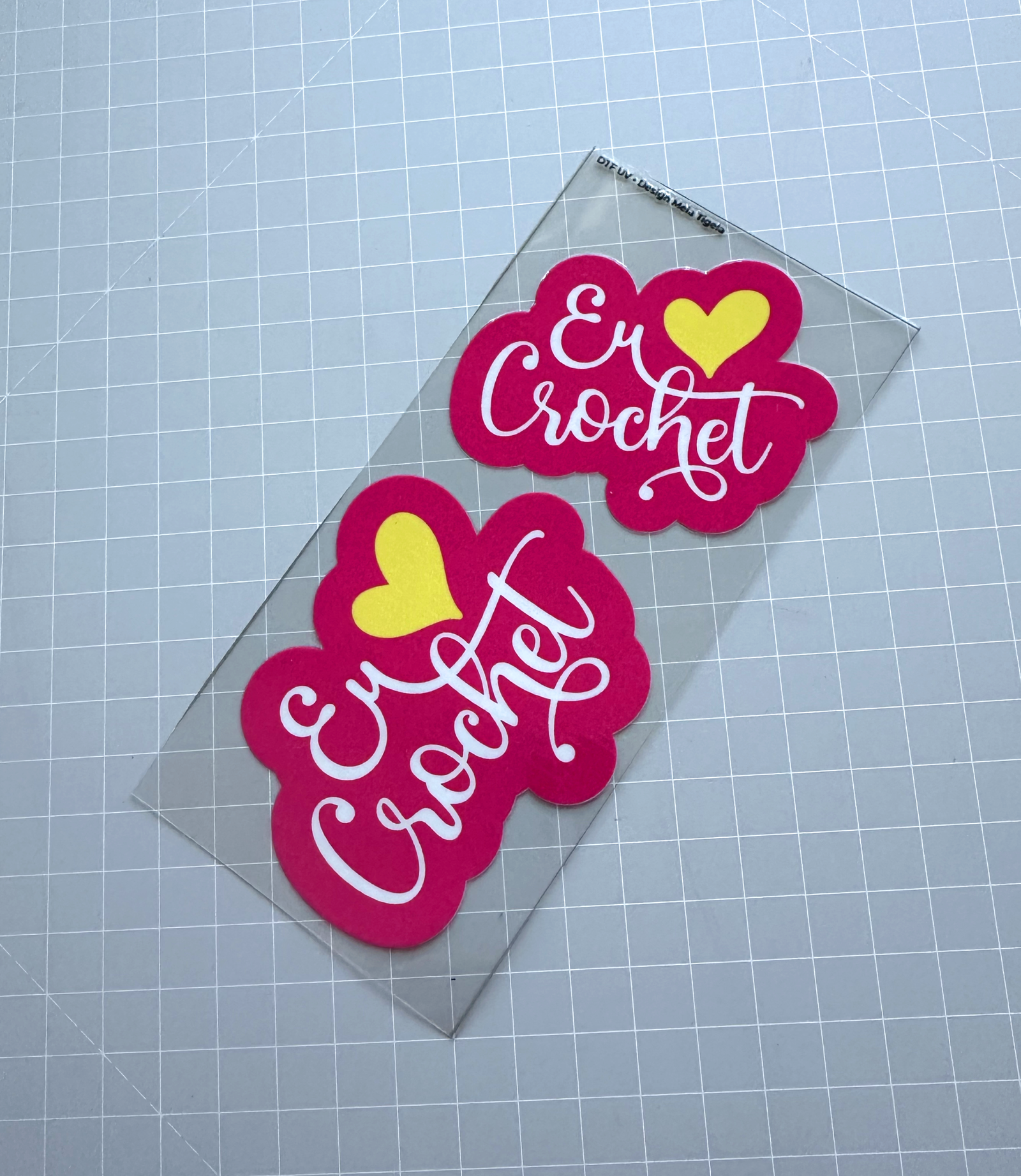 Cartela de Adesivos DTF - Eu amo Crochet