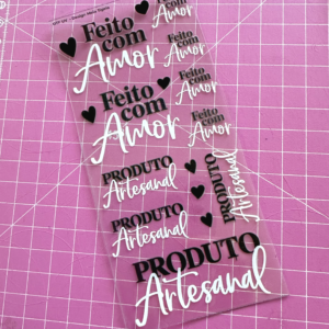 Alternative view of Cartela de Adesivos DTF - Feito com Amor