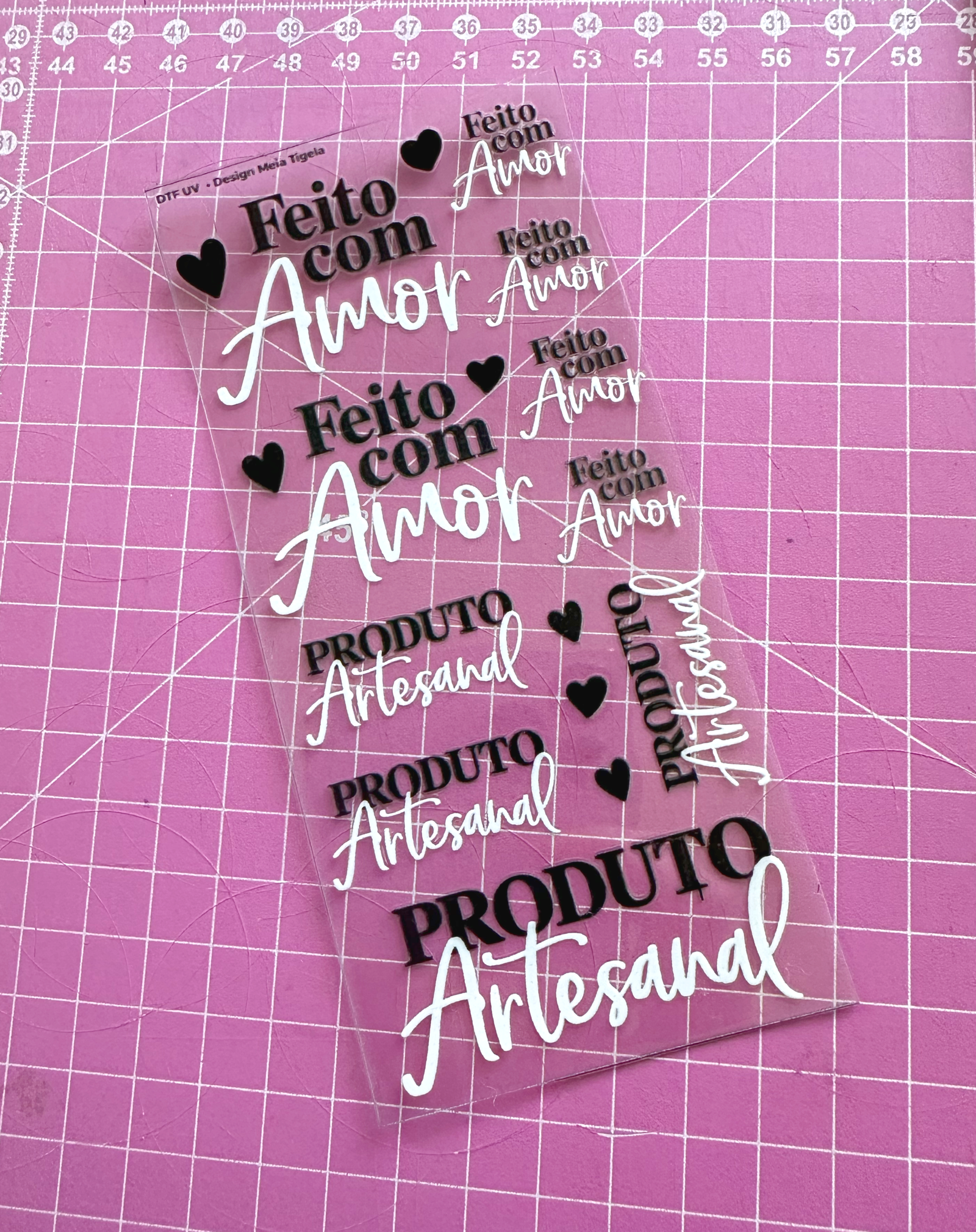 Cartela de Adesivos DTF - Feito com Amor - Imagem 2