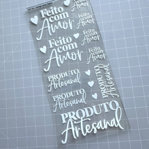 Cartela de Adesivos DTF - Feito com Amor (em branco)