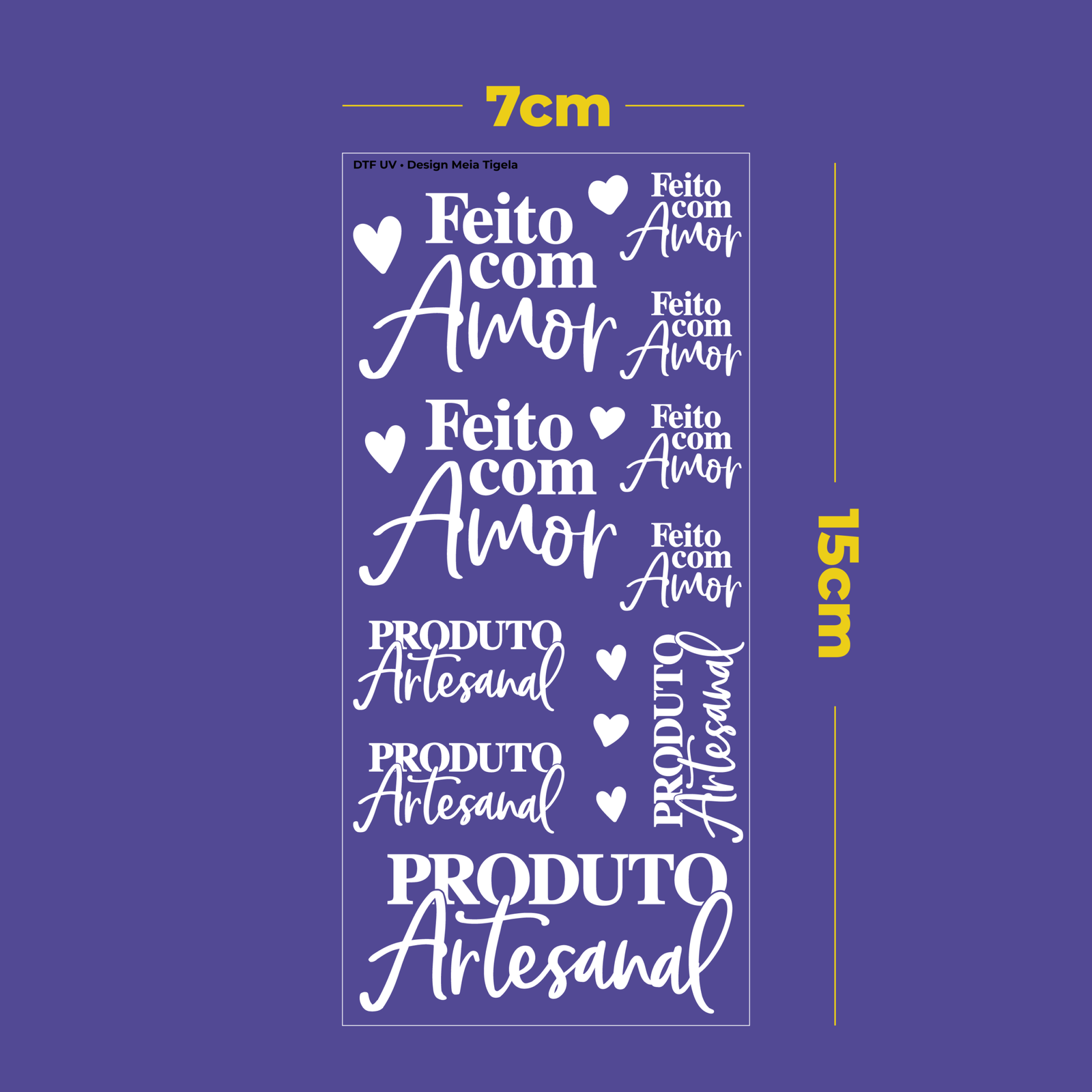 Cartela de Adesivos DTF - Feito com Amor - Imagem 3