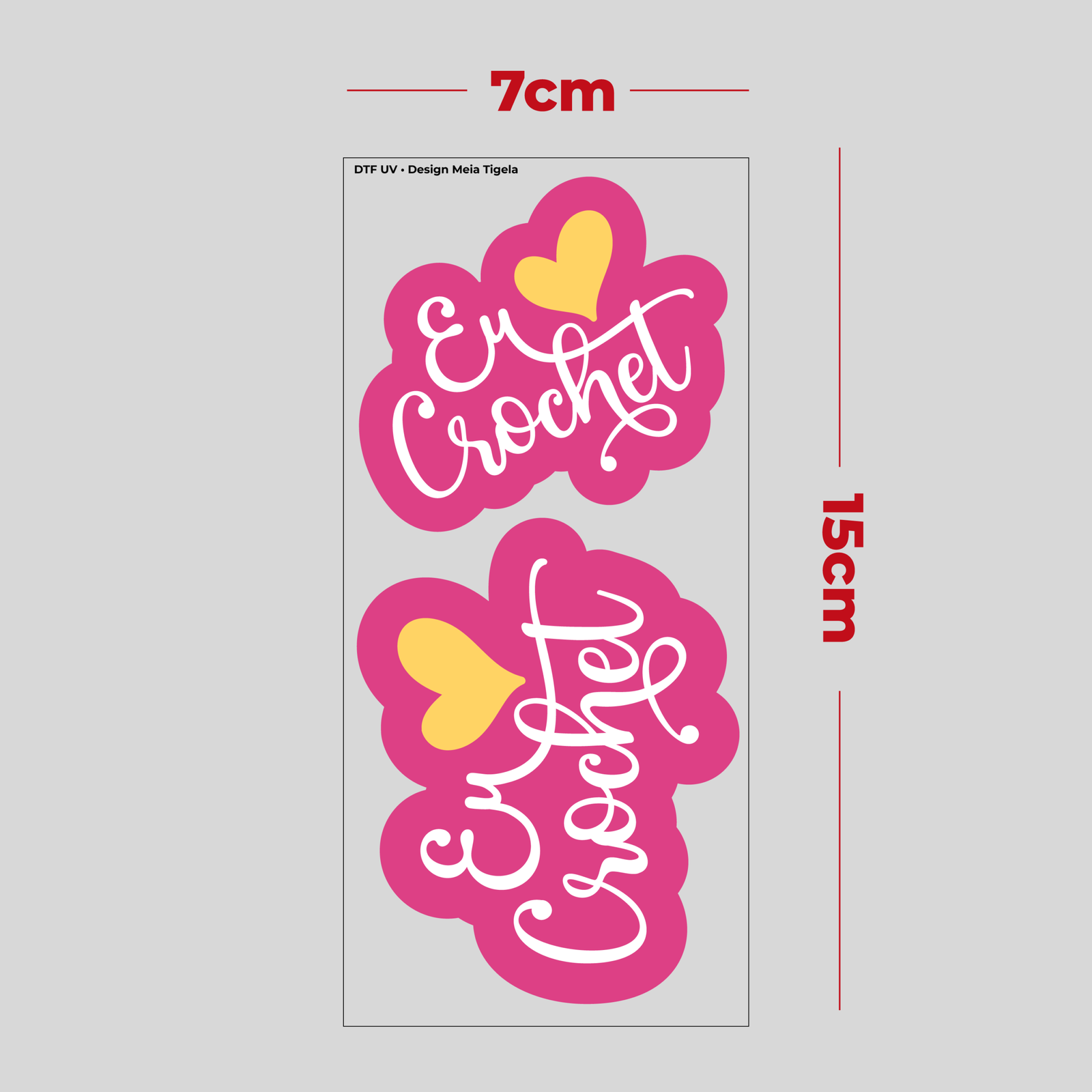 Cartela de Adesivos DTF - Eu amo Crochet - Imagem 3