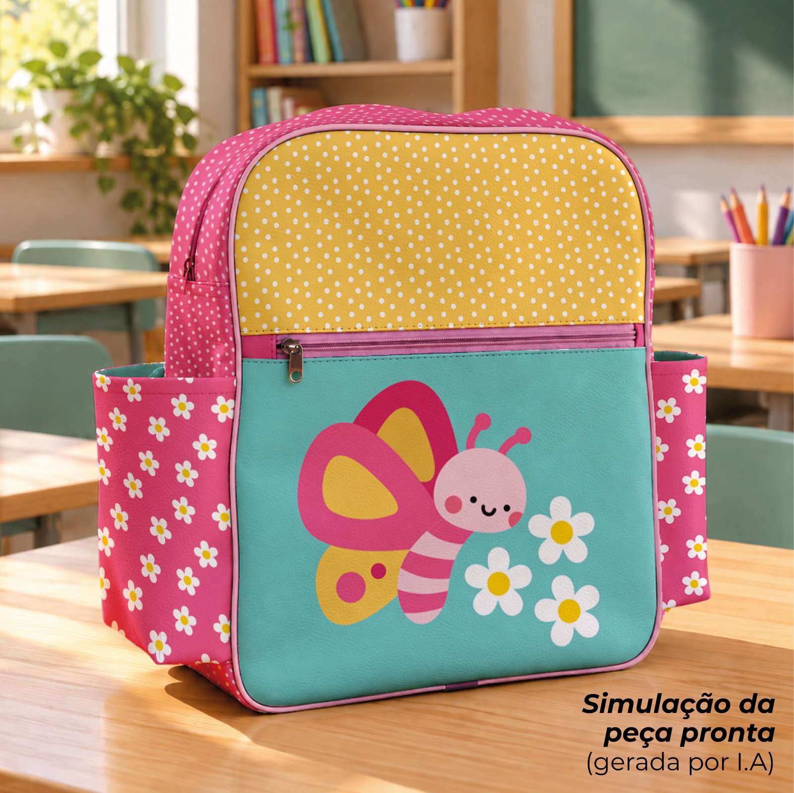 Mochila Grande - painel estampado BORBOLETA