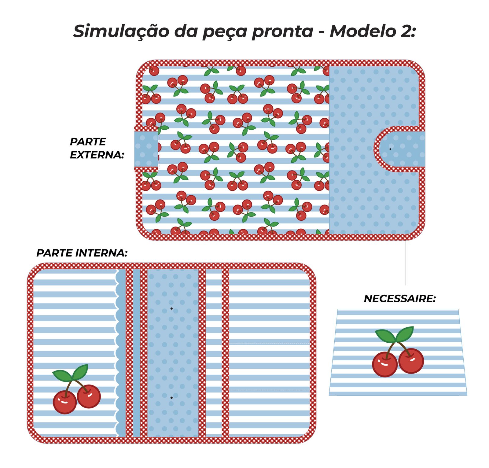 Pasta Organizadora tamanho A5 - PAINEL ESTAMPADO - CEREJA - Imagem 7