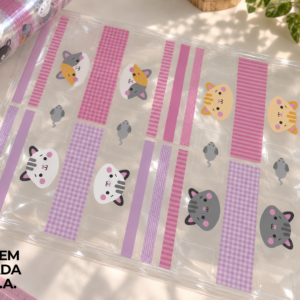 Plástico Estampado - Painel Necessaire MINI Gatinhos