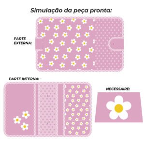 Pasta Organizadora tamanho A5 - PAINEL ESTAMPADO - FLOR BRANCA - Imagem 3