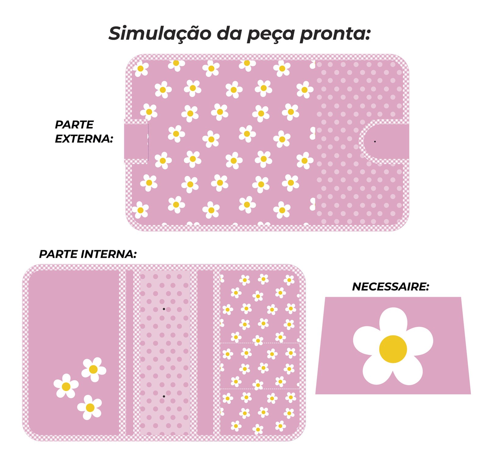 Pasta Organizadora tamanho A5 - PAINEL ESTAMPADO - FLOR BRANCA - Imagem 3