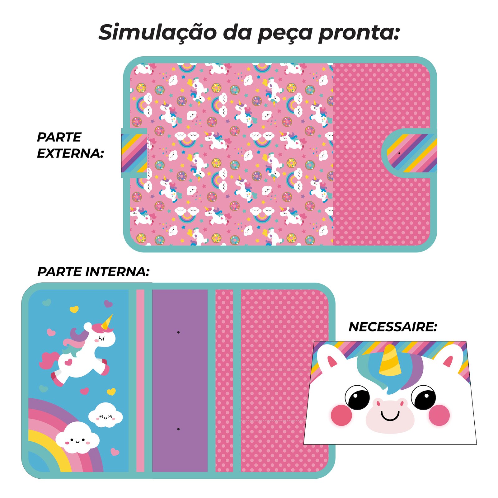 Pasta Organizadora tamanho A5 - PAINEL ESTAMPADO - Unicórnio - Imagem 6