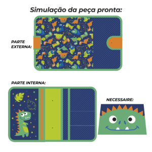 Pasta Organizadora tamanho A5 - PAINEL ESTAMPADO - DINOSSAURO - Imagem 3